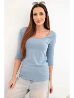 Halenka s kulatým výstřihem džínová