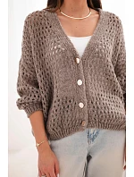 Dámský svetr oversized s knoflíky a model 22293702 fango zelený - K-Fashion Dámský svetr oversized s knoflíky a model 22293702 fango zelený - K-Fashion
