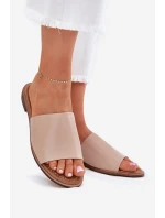 Dámské Kožené Hladké Pantofle Béžové model 21701724 - EVENTO