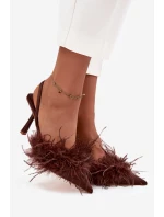 Lodičky s a otevřenou patou čokoládové model 21715217 - Boto