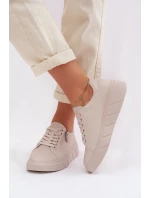 Kožené dámské polobotky s zipem béžové model 22013966 - EVENTO Kožené dámské polobotky s zipem béžové model 22013966 - EVENTO