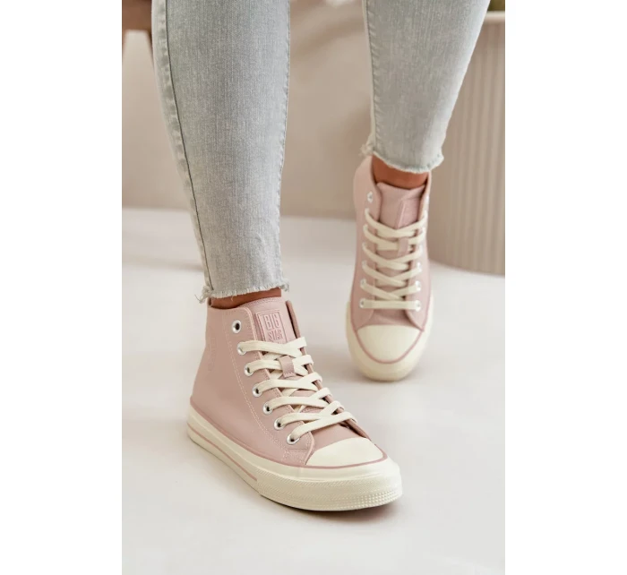 Dámské Zateplené Tenisky Z Eko Kůže Růžové Big Star Dámské Zateplené Tenisky Z Eko Kůže Růžové Big Star