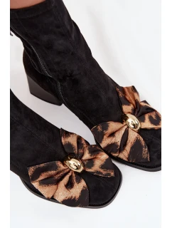 Dámské kotníkové boty s mašlí D&A – černé