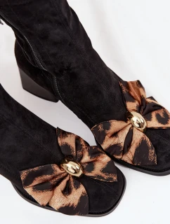 Dámské kotníkové boty s mašlí D&A – černé