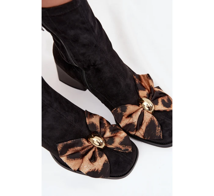 Dámské kotníkové boty s mašlí D&A – černé Dámské kotníkové boty s mašlí D&A – černé