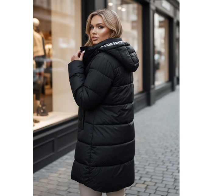 Dámská oboustranná bunda PURRBREEZ dlouhá prošívaná bunda s kapucí černá FashionStreet TY4661 Dámská oboustranná bunda PURRBREEZ dlouhá prošívaná bunda s kapucí černá FashionStreet TY4661