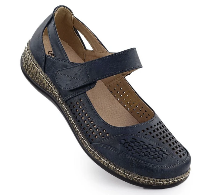 Dámská obuv na suchý zip tmavě modrá model 22073745 - Unisoft