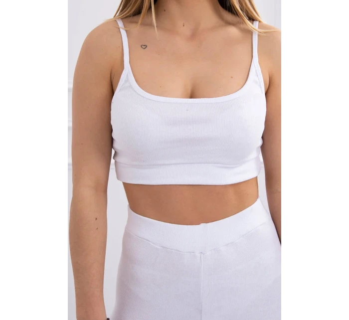 Souprava s halenkou horní pruhovaná bílá