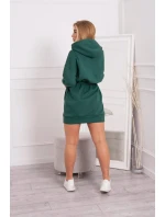 Zateplené šaty s kapucí tmavě zelené