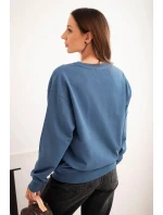 Dámská mikina z bavlny s kulatým výstřihem basic modrá