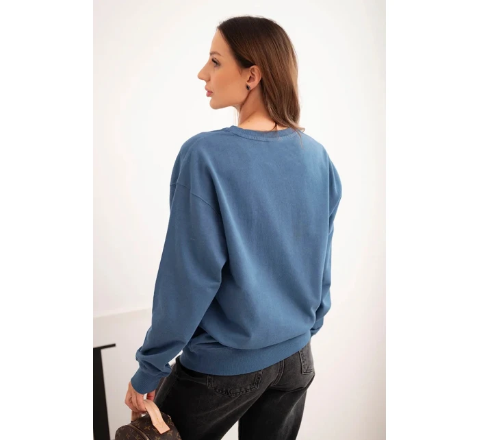 Dámská mikina z bavlny s kulatým výstřihem basic modrá