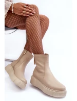 Dámské kožené boty na platformě Bežové model 21633565 - Zazoo