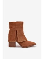 Dámské kotníkové boty na podpatku s otočeným lemem Camel Idalia Dámské kotníkové boty na podpatku s otočeným lemem Camel Idalia