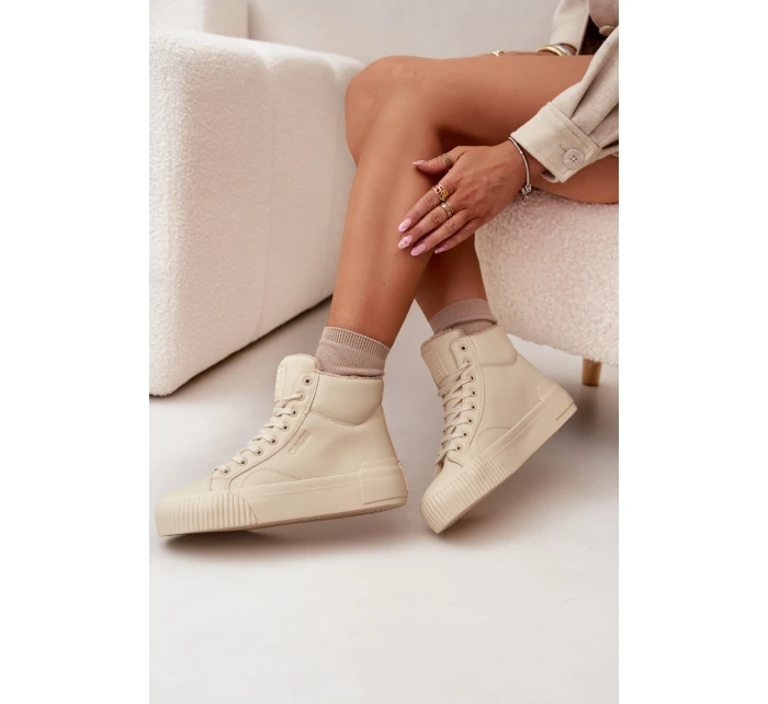 Dámské zateplené tenisky na platformě Big Star – béžové Dámské zateplené tenisky na platformě Big Star – béžové
