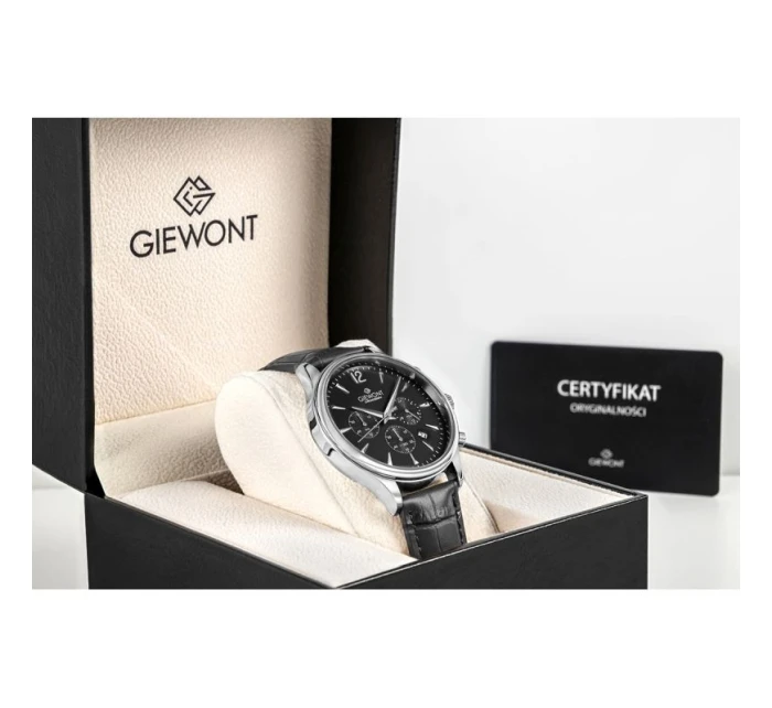Pánské hodinky Giewont Chronograph Sapphire Black Silver GW6310-A2