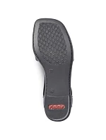 Dámské kožené sandály s pásky černé model 22050364 - Rieker Dámské kožené sandály s pásky černé model 22050364 - Rieker