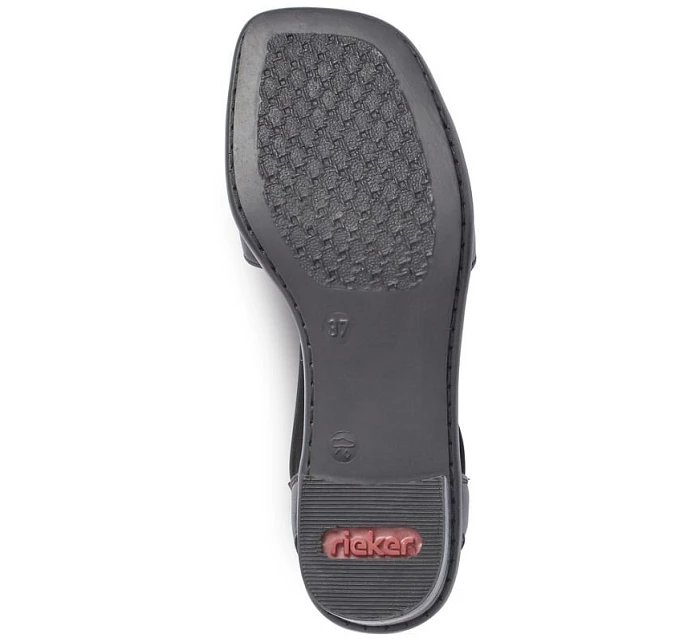 Dámské kožené sandály s pásky černé model 22050364 - Rieker Dámské kožené sandály s pásky černé model 22050364 - Rieker