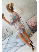 Květinové šaty s vázáním v pase ve fialové barvě Květinové šaty s vázáním v pase ve fialové barvě