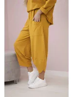 Bavlněná mikina kalhoty set hořčice Bavlněná mikina kalhoty set hořčice