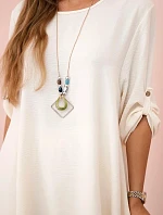 Sada halenky + kalhot s přívěskem světle béžová