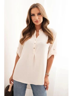 Halenka s delším zadním dílem světlé béžové