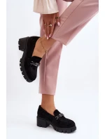 Mokasíny na masivním podpatku černé model 21648089 - VINCEZA