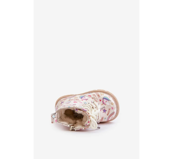 Dětské zateplené boty se zipem béžové model 21678604 - Boto