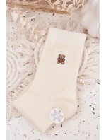 Teplé dámské ponožky s vlnou Medvěd Ecru Teplé dámské ponožky s vlnou Medvěd Ecru