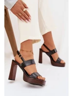 Dámské sandály na podpatku a platformě Eko kůže Černé model 21943430 - Boto