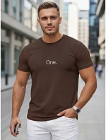 Tshirt męski z nadrukiem bawełniany brązowy model 22214584 - FashionStreet Tshirt męski z nadrukiem bawełniany brązowy model 22214584 - FashionStreet