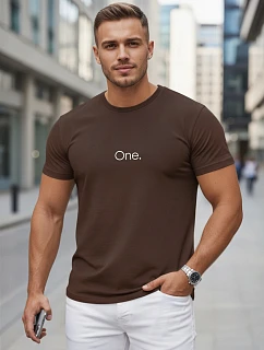 Tshirt męski z nadrukiem bawełniany brązowy model 22214584 - FashionStreet
