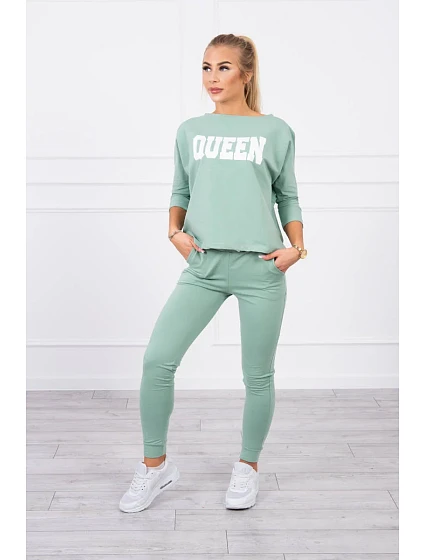 Sada s potiskem Queen tmavě mátová