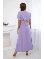 Dlouhé šaty s ozdobným páskem světle fialová