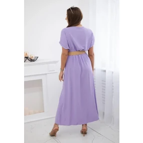 Dlouhé šaty s ozdobným páskem fialové Dlouhé šaty s ozdobným páskem fialové