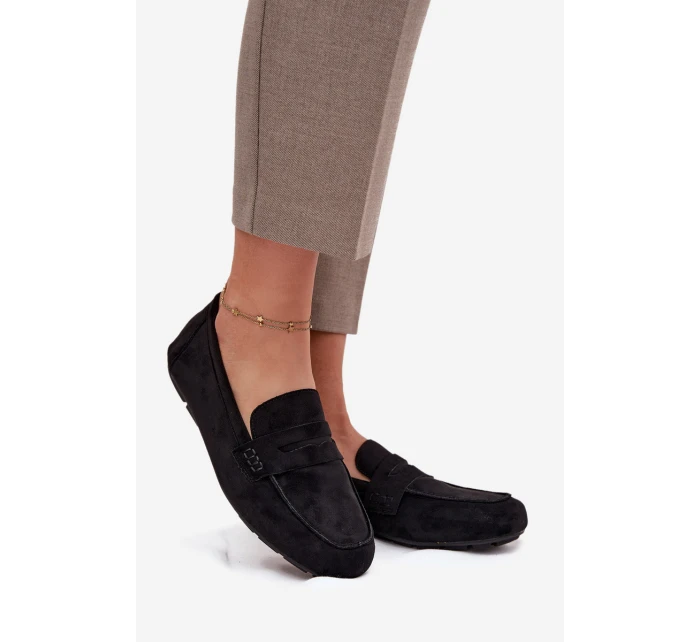 Dámské loafersy mokasíny s plochou podrážkou Roseline – černé
