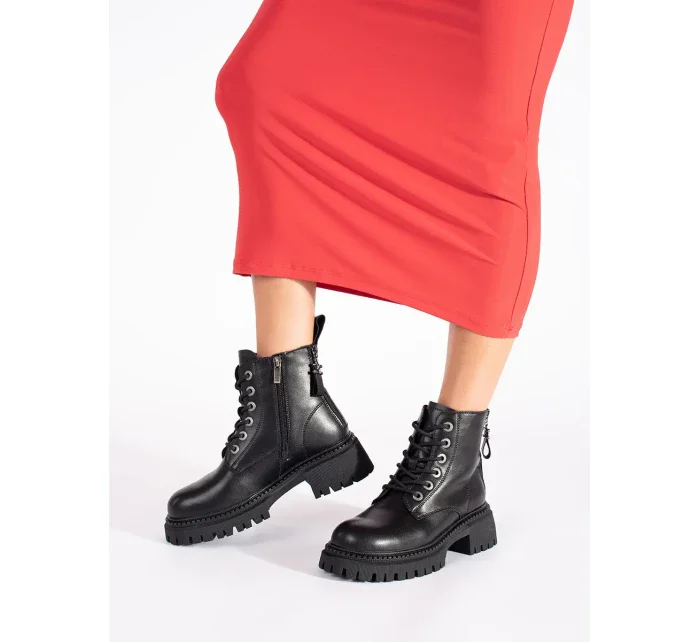 Pěkné černé kotníčkové boty dámské platforma Pěkné černé kotníčkové boty dámské platforma