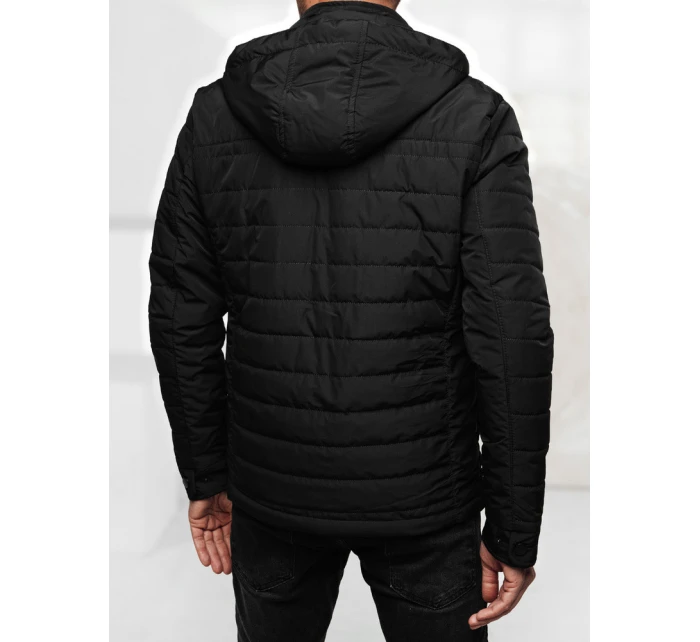 Pánská přechodná prošívaná bunda s kapucí černá model 21983056 - Dstreet