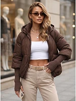 Dámská zimní prošívaná bunda s kapucí, hnědá, FashionStreet TY5895 Dámská zimní prošívaná bunda s kapucí, hnědá, FashionStreet TY5895