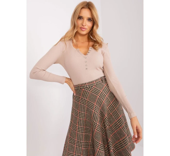 Béžová pruhovaná halenka model 21462271 - BASIC FEEL GOOD Béžová pruhovaná halenka model 21462271 - BASIC FEEL GOOD