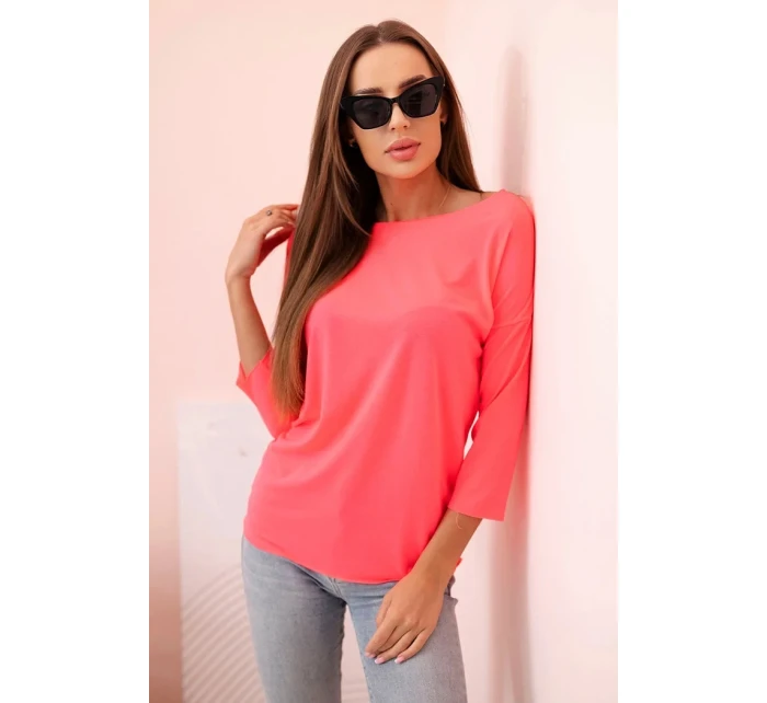 Dámská halenka s lodičkovým výstřihem oranžová neonová Dámská halenka s lodičkovým výstřihem oranžová neonová