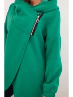 Dámská mikina s kapucí a asymetrickým zipem zelená Dámská mikina s kapucí a asymetrickým zipem zelená