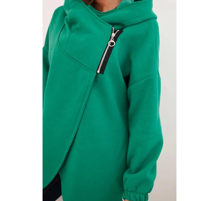 Dámská mikina s kapucí a asymetrickým zipem zelená Dámská mikina s kapucí a asymetrickým zipem zelená