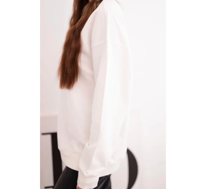 Dámská mikina z pružného bavlněného materiálu s kulatým výstřihem bílá