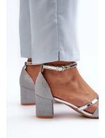 Dámské sandály na nízkém podpatku stříbrné Ploemis