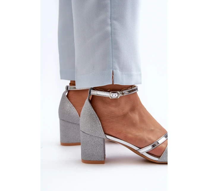 Dámské sandály na nízkém podpatku stříbrné Ploemis