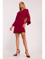M876 Šaty s širokými manžetami - bordó M876 Šaty s širokými manžetami - bordó
