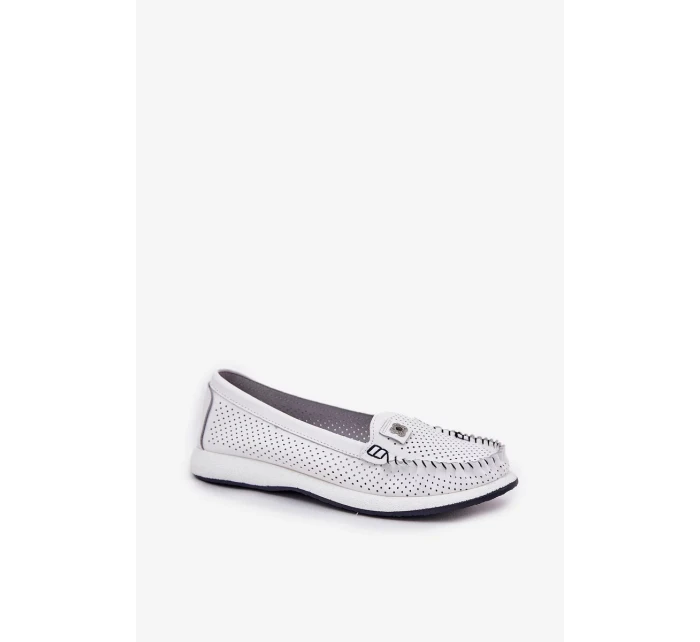 Dámské kožené mokasíny S.Barski – bílé