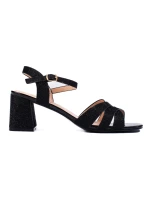Exkluzívní černé sandály dámské na širokém podpatku Exkluzívní černé sandály dámské na širokém podpatku