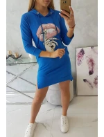 Šaty s delšími zády a barevným chrpovým potiskem Šaty s delšími zády a barevným chrpovým potiskem