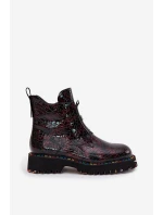 Lakované dámské kotníčková obuv z přírodní kůže s vyhříváním Artiker 57C0165 bordó Lakované dámské kotníčková obuv z přírodní kůže s vyhříváním Artiker 57C0165 bordó